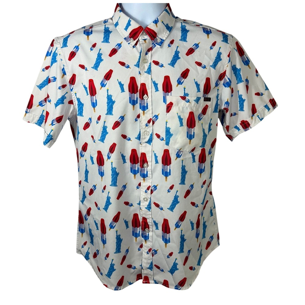 RSVLTS Statue of Liberty Rocket Popsicle Shirt Mens Small Patriotic Short Sleeve - Picture 2 of 11